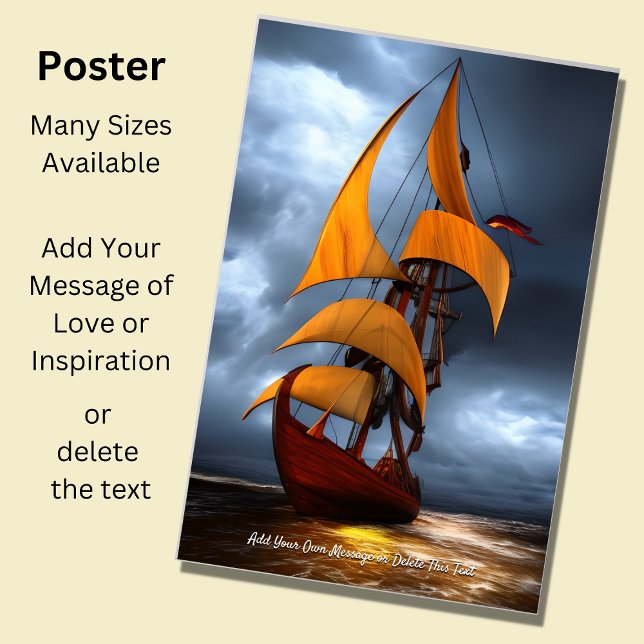 Add Your Message, Abstract  Brown Sailing Ship  Poster (Creator Uploaded)