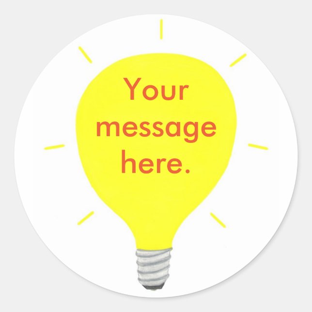 Add Your Message Here Yellow Light Bulb Stickers (Front)