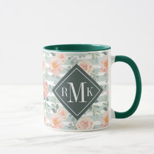 Add Your Monogram Alicia Rose Stripe Pattern Mug