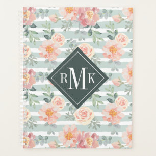 Add Your Monogram Alicia Rose Stripe Pattern Planner