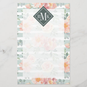 Add Your Monogram   Alicia Rose Stripe Pattern Stationery