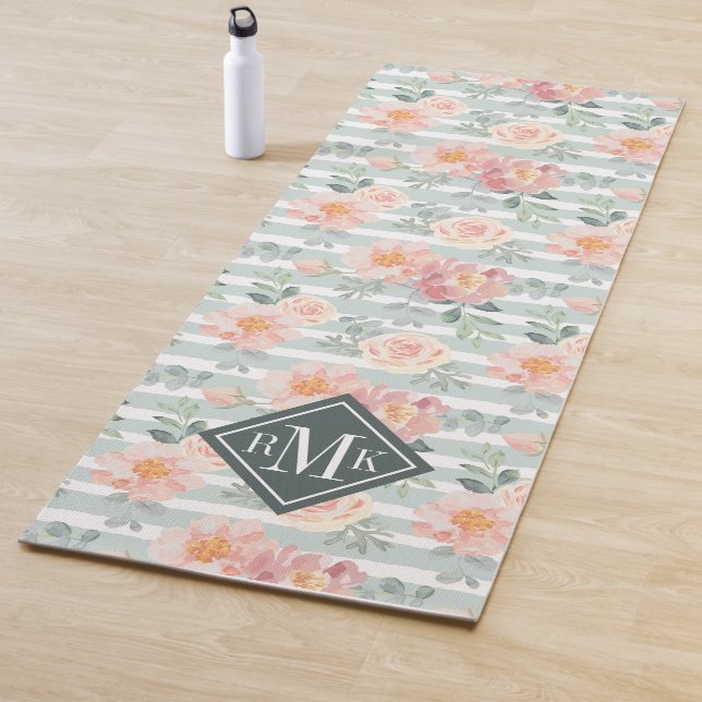Add Your Monogram | Alicia Rose Stripe Pattern Yoga Mat (In Situ)