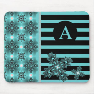 Add Your Monogram Artdeco Flowers in Retro Style Mouse Pad
