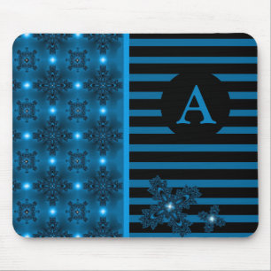 Add Your Monogram Artdeco Flowers in Retro Style Mouse Pad