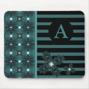 Add Your Monogram Artdeco Flowers in Retro Style Mouse Pad