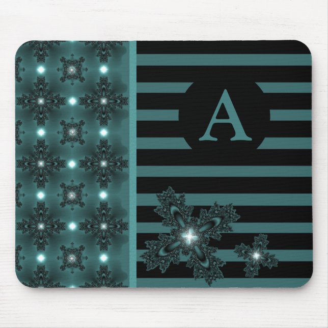 Add Your Monogram Artdeco Flowers in Retro Style  Mouse Pad (Front)