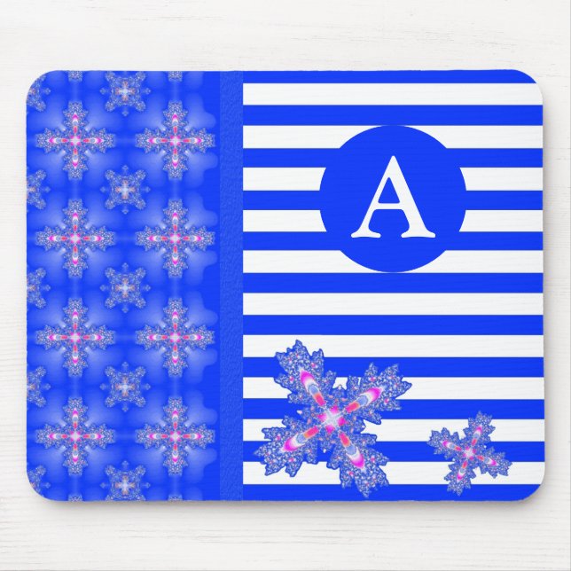 Add Your Monogram Artdeco Flowers in Retro Style Mouse Pad (Front)