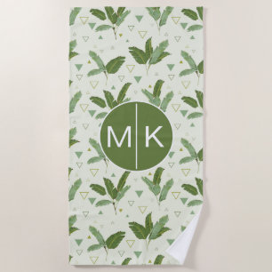 Add Your Monogram Banana Leaf With Triangles Beach Towel
