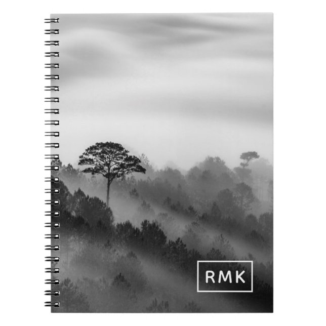 Add Your Monogram | Big Tree in Pine Forest Notebook (Front)