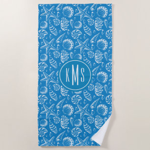 Add Your Monogram Blue Beach Pattern Towel