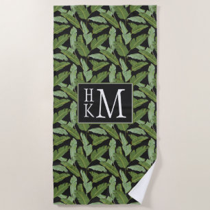Add Your Monogram Palm Leaves Beach Towel