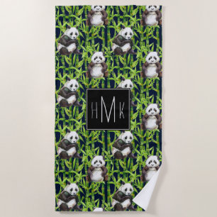 Add Your Monogram Panda With Bamboo Beach Towel