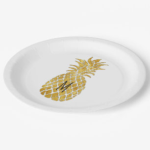 add your monogram pineapple paper plate