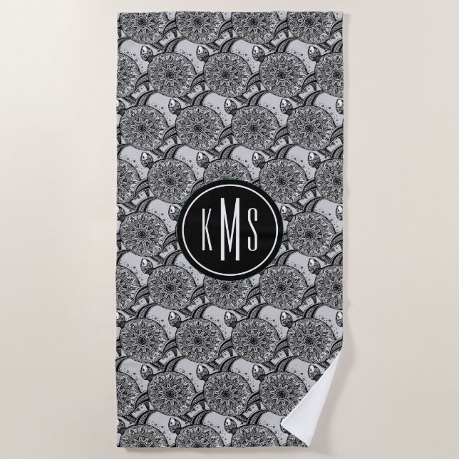Add Your Monogram | Style Turtle Pattern Beach Towel (Front)