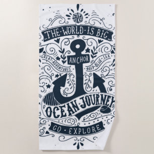 Add Your Monogram The World Is Big - Go Explore Beach Towel