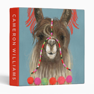 Add Your Name   Adorned Llama - Brown Binder