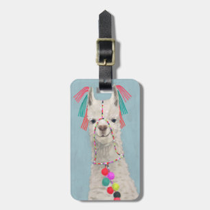 Add Your Name Adorned Llama - White Luggage Tag