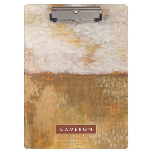 Add Your Name | Amber Horizon Abstract Print Clipboard (Front)