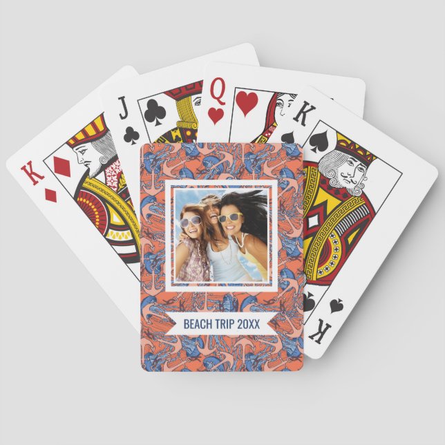 Add Your Name | Anchor And Jellyfish Pattern Playing Cards (Back)