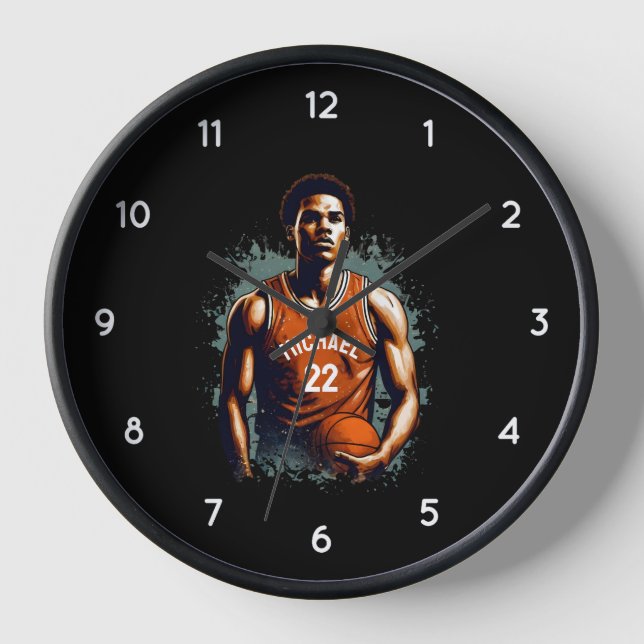 Add Your Name And Number basketball player Custom Clock (Front)