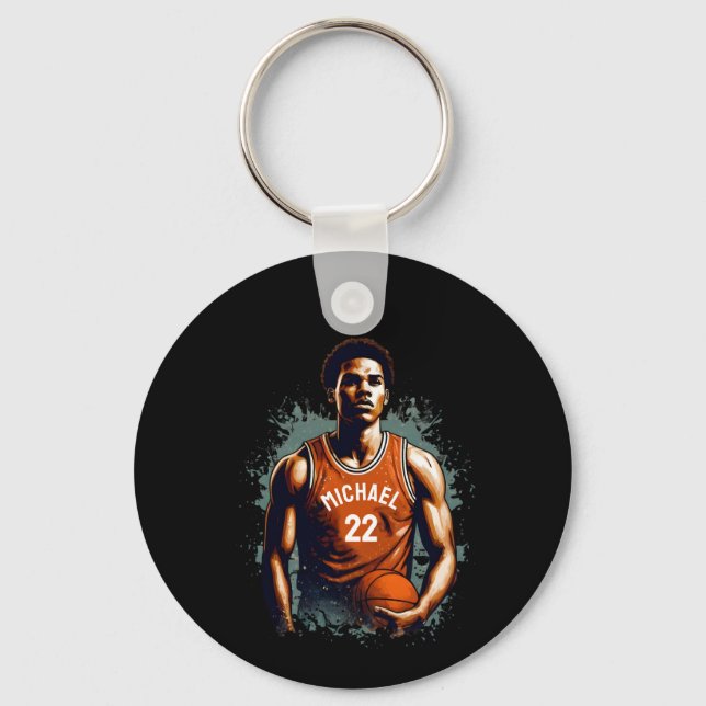 Add Your Name And Number basketball player Custom Keychain (Back)
