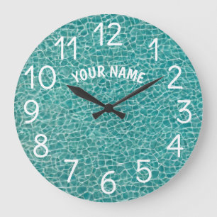 Add Your Name and Photo Swimming Pool Water Lar Large Clock