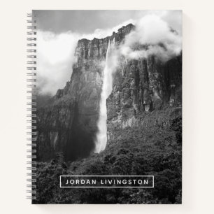 Add Your Name   Angel Falls in Black & White Notebook