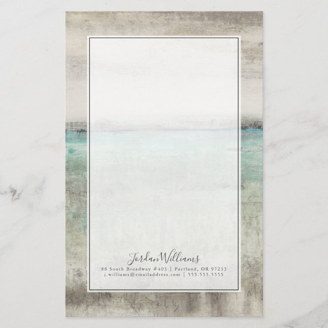 Add Your Name | Aqua Horizon Stationery (Front)