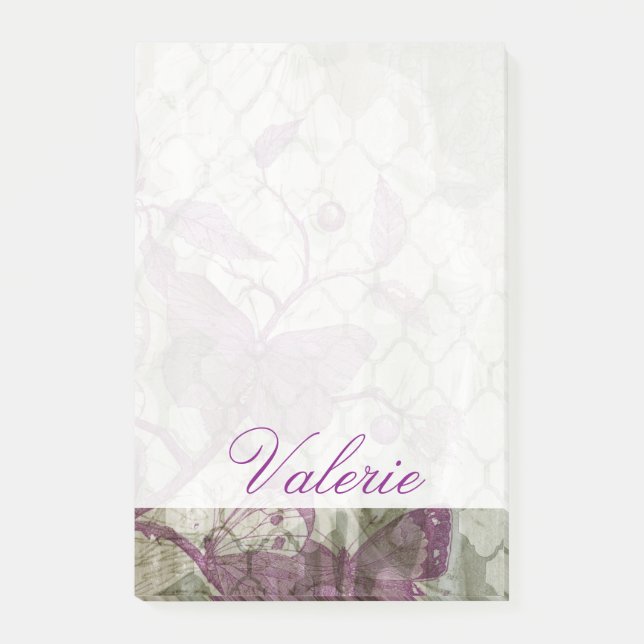Add Your Name | Arabesque Butterflies III Post-it Notes (Front)
