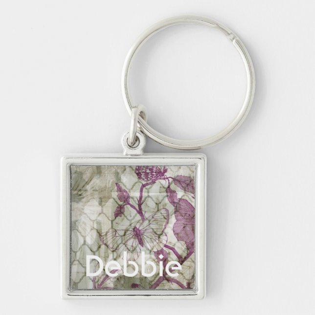 Add Your Name | Arabesque Butterflies IV Keychain (Front)
