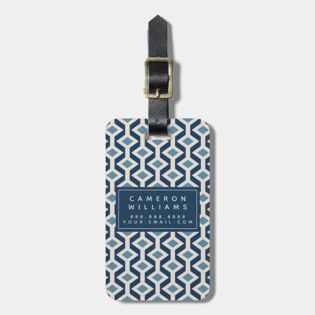 Add Your Name | Atomic Era Inspired Geometric Luggage Tag (Front Vertical)
