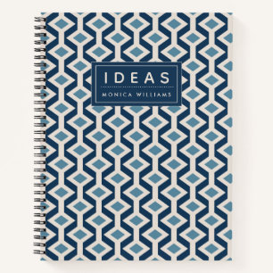 Add Your Name Atomic Era Inspired Geometric Notebook