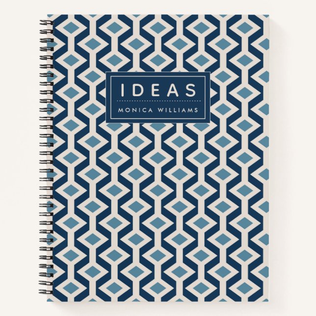 Add Your Name | Atomic Era Inspired Geometric Notebook (Front)