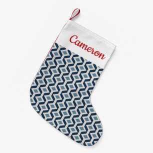 Add Your Name   Atomic Era Inspired Geometric Small Christmas Stocking