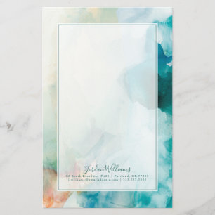 Add Your Name Aversion - Blue Watercolor Stationery