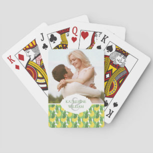 Add Your Name Banana Leaves And Fruit Pattern Playing Cards