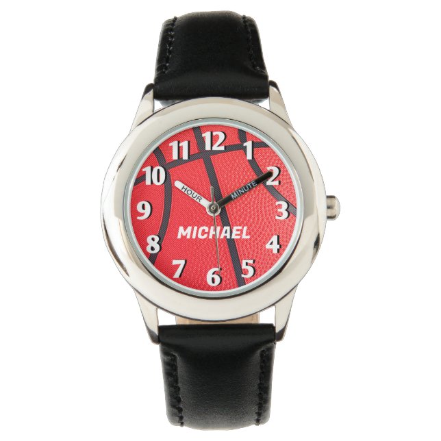 Add Your Name Basketball  Kids black Watch (Front)
