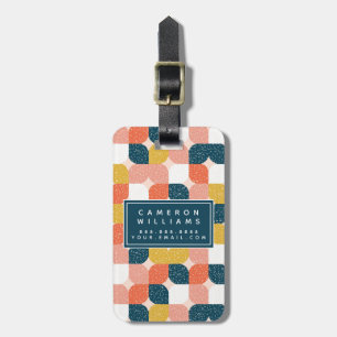 Add Your Name Bauhaus Retro Geometric Pattern Luggage Tag