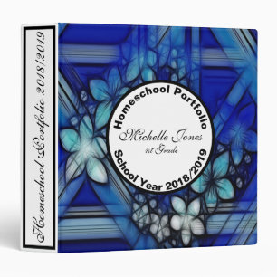 Add Your Name Beautiful Blue Flowers Homeschool Binder