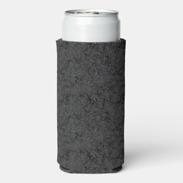 Add Your Name Black Grey Abstract Design Seltzer Can Cooler (Seltzer Back)