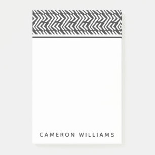 Add Your Name Black Hand Drawn Chevron Pattern Post-it Notes