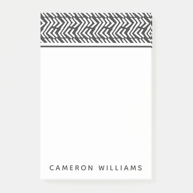 Add Your Name | Black Hand Drawn Chevron Pattern Post-it Notes (Front)