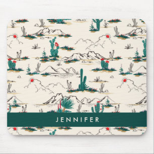 Add Your Name Blooming Succulents Pattern Mouse Pad