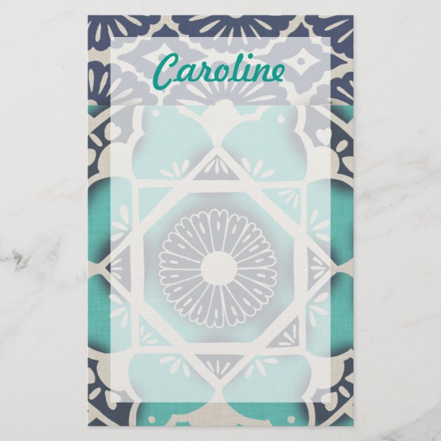 Add Your Name | Blue Batik Tile II (Front)