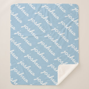 Add-Your-Name Blue Cursive Name Sherpa Blanket