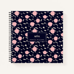 Add Your Name Blue & Pink Large Dot Pattern Notebook