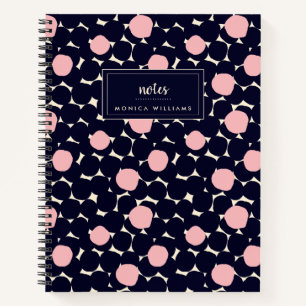 Add Your Name Blue & Pink Large Dot Pattern Notebook