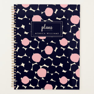 Add Your Name Blue & Pink Large Dot Pattern Planner