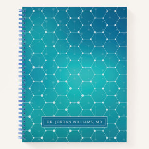 Add Your Name Blue Teal DNA Pattern Notebook