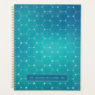 Add Your Name   Blue Teal DNA Pattern Planner